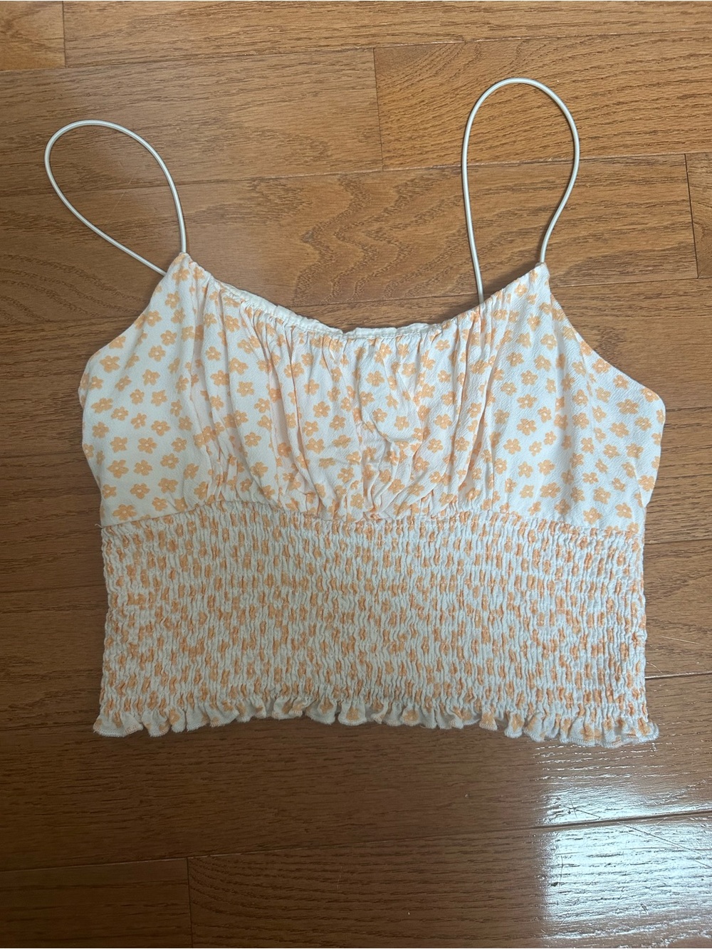 LA Hearts Brand from Pacsun White & Orange   Smocked Crop Cami